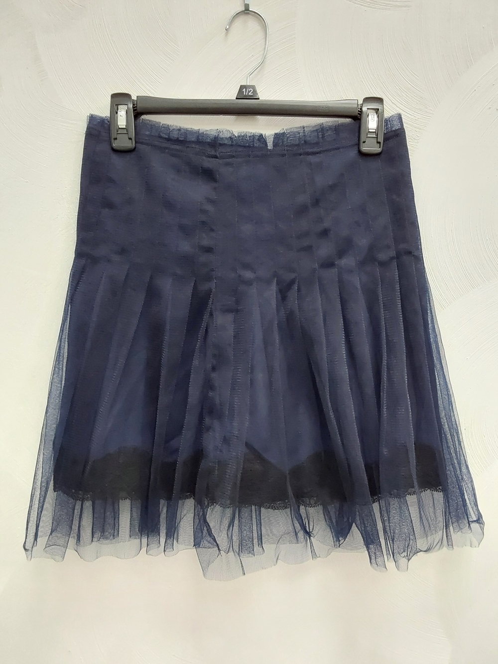Rodarte Navy Drop Waist Sheer Tulle Pleated Mini Skirt 7